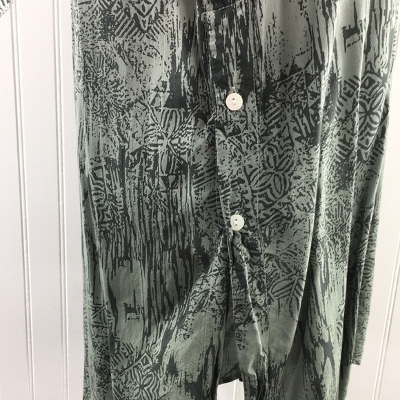 Mystree Green Geo Button Front Shirt Roll Tab - Picture 6 of 11